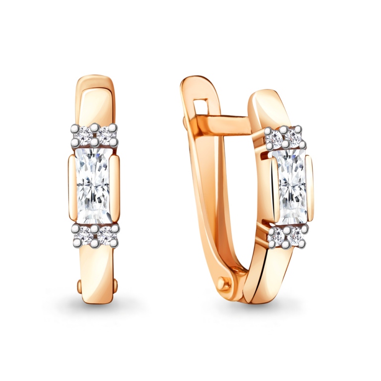 Серьги с английским замком женские из красного золота 585 пробы 48269