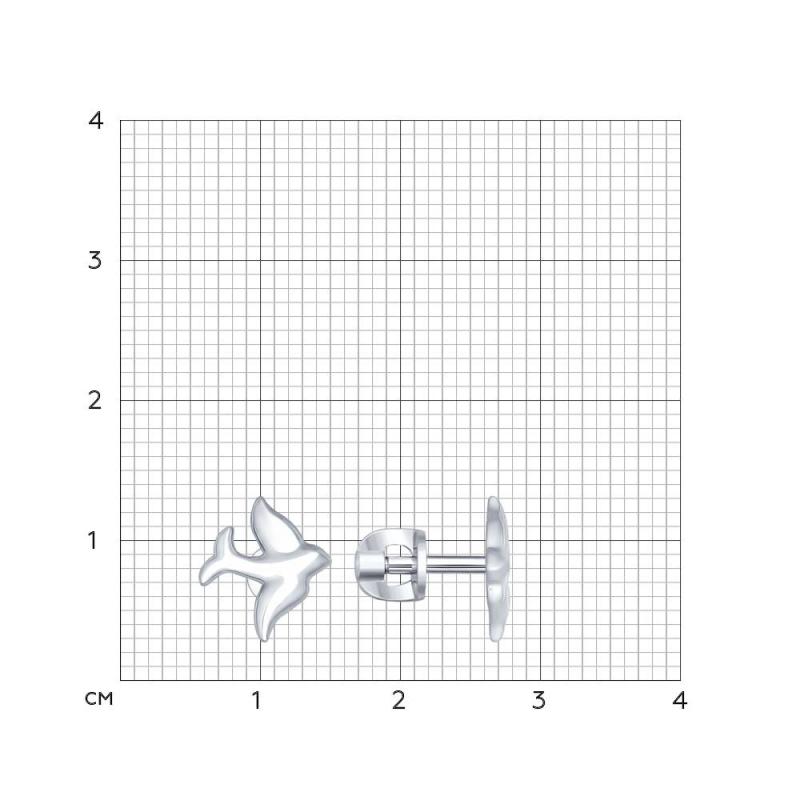 Пусеты из родированого серебра 925 пробы 94022330