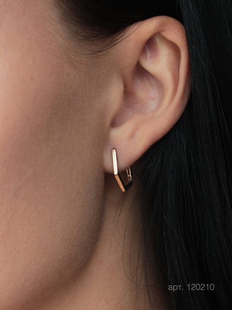 Серьги с английским замком женские из красного золота 585 пробы 120210