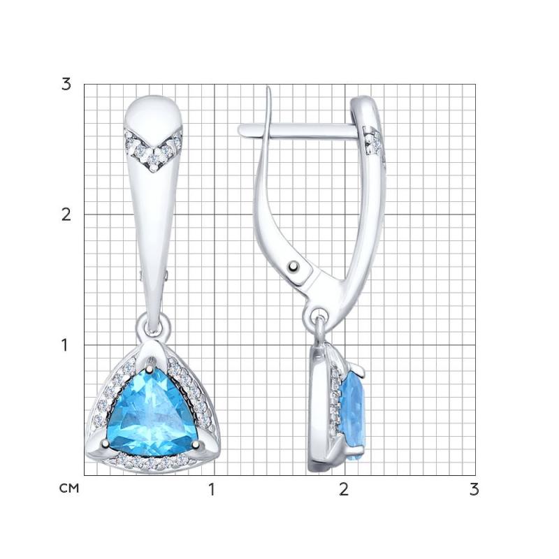 Серьги с английским замком женские из родированого серебра 925 пробы 92021605