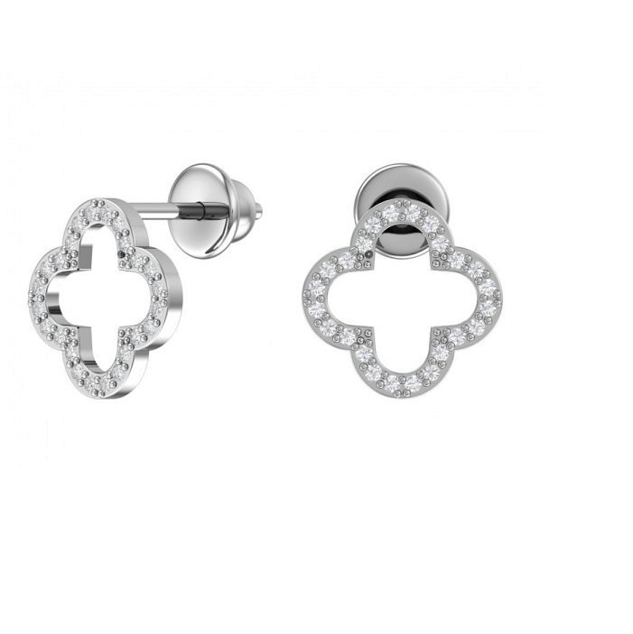 Пусеты из родированого серебра 925 пробы 6101287-00775