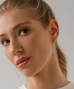 Серьги протяжки женские из красного золота 585 пробы НС12-364