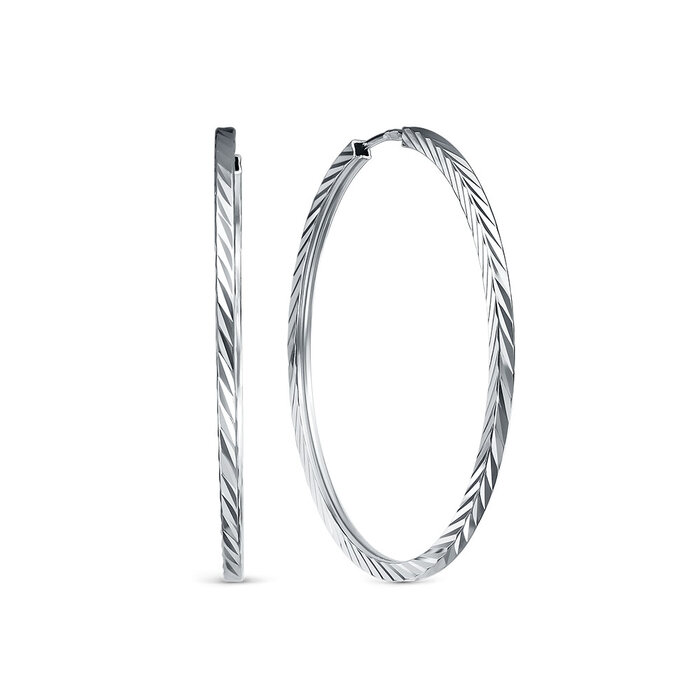 Серьги конго женские из родированого серебра 925 пробы с020040-4