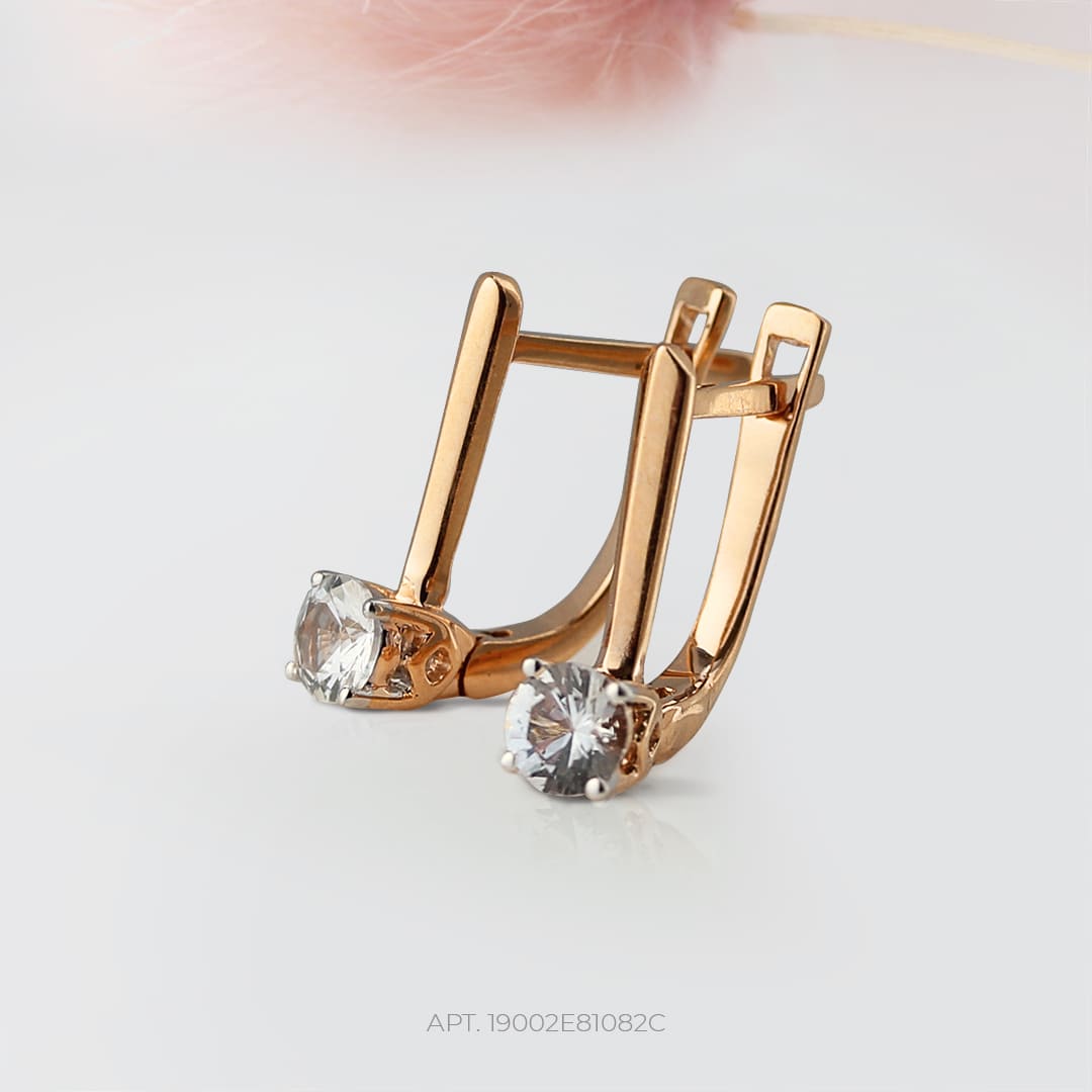Серьги с английским замком женские из красного золота 585 пробы 1902Е81082С с сапфирами