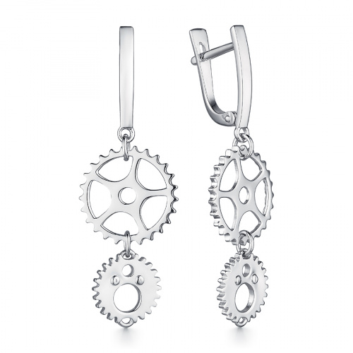 Серьги с английским замком женские из родированого серебра 925 пробы 901021960