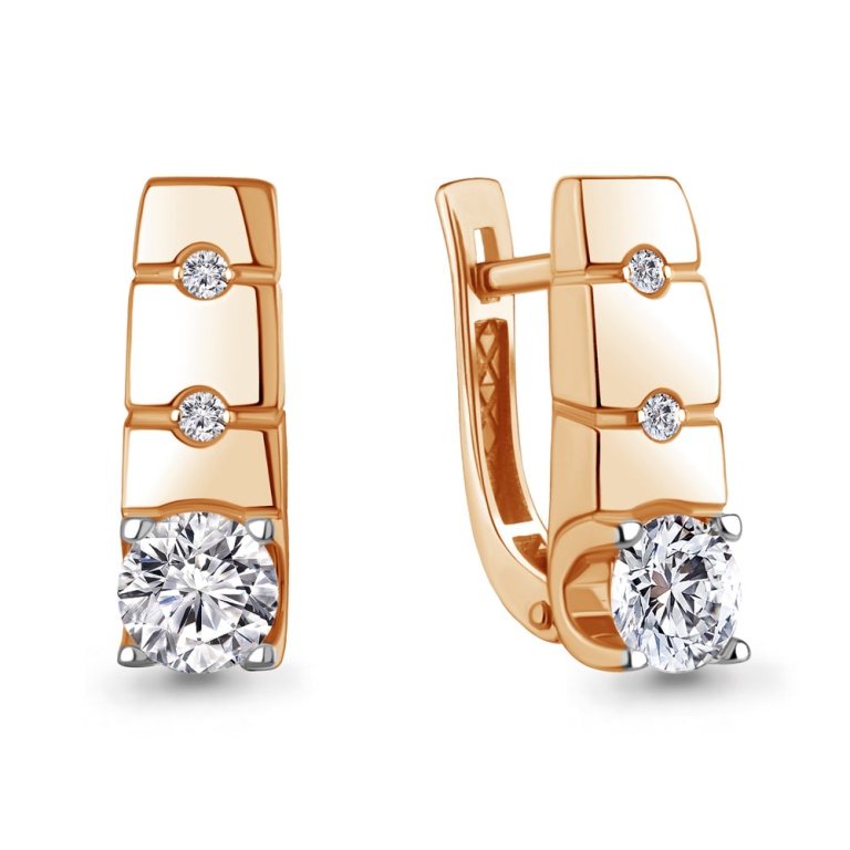 Серьги с английским замком женские из красного золота 585 пробы 400369