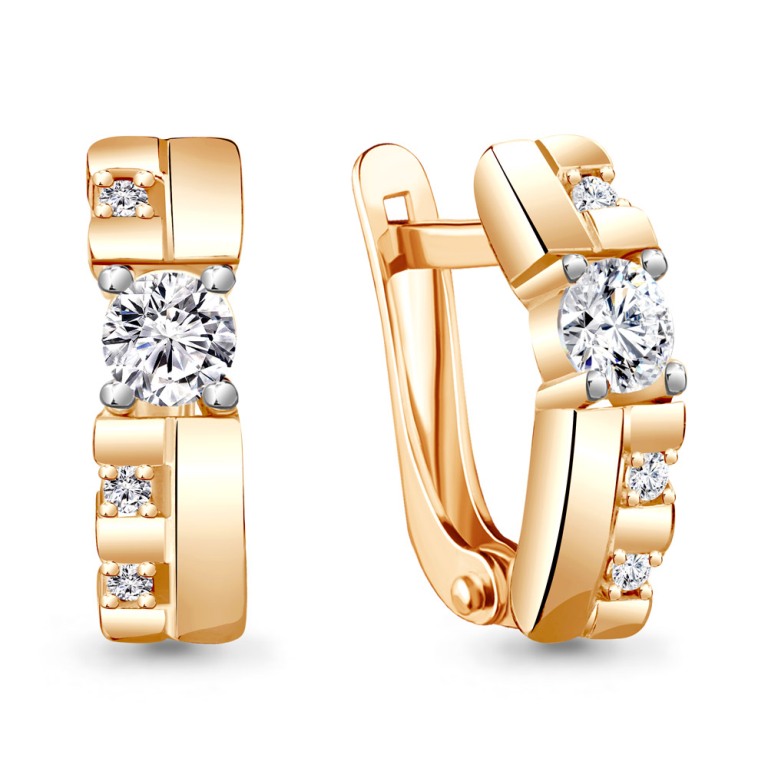 Серьги с английским замком женские из красного золота 585 пробы 48615А