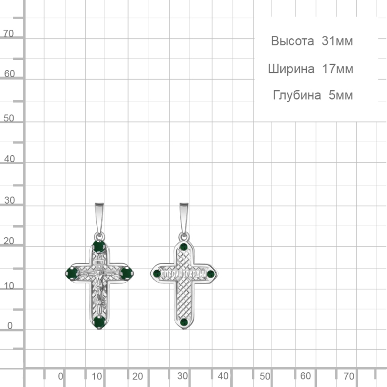 Крест из родированого серебра 925 пробы 2238809