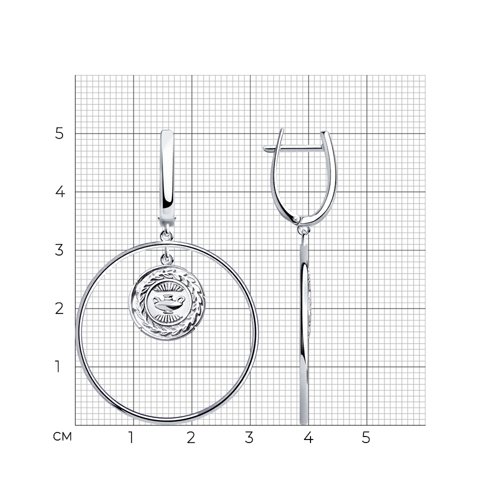 Серьги с английским замком женские из родированого серебра 925 пробы 94023832