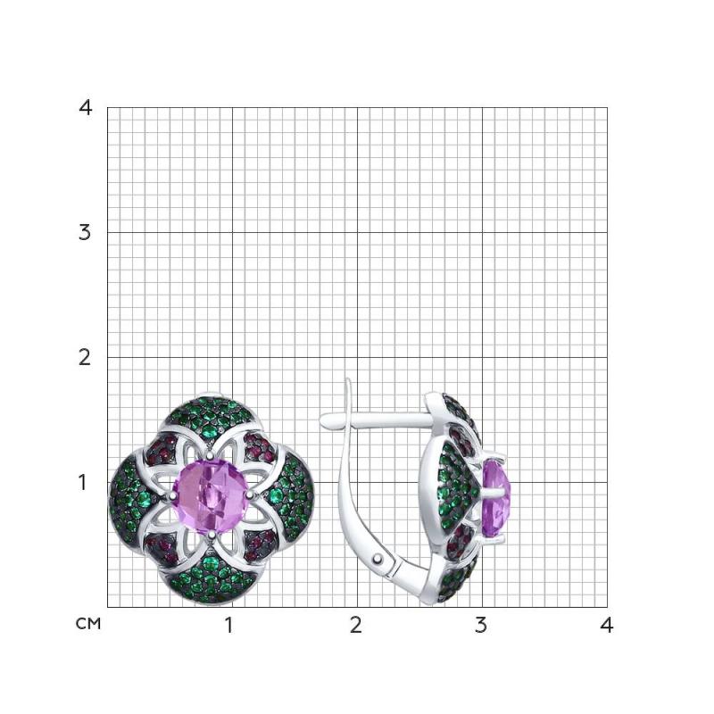 Серьги с английским замком женские из родированого серебра 925 пробы 92021580