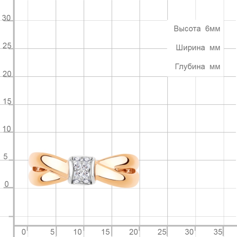 Кольцо из красного золота 585 пробы 67936 с фианитами
