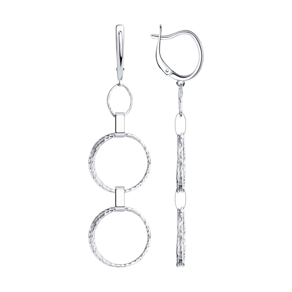 Серьги с английским замком женские из родированого серебра 925 пробы 94024381