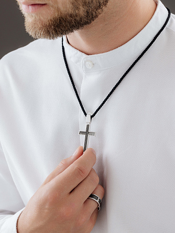 Крест из родированого серебра 925 пробы 03-3838/0КЦ1-17