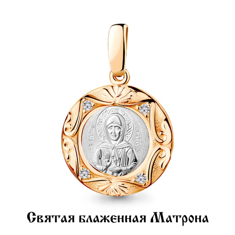 Икона Святой Матроны Московской из золота 585 пробы 22213 с фианитами