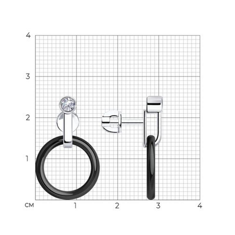 Пусеты из родированого серебра 925 пробы 94-122-01280-1