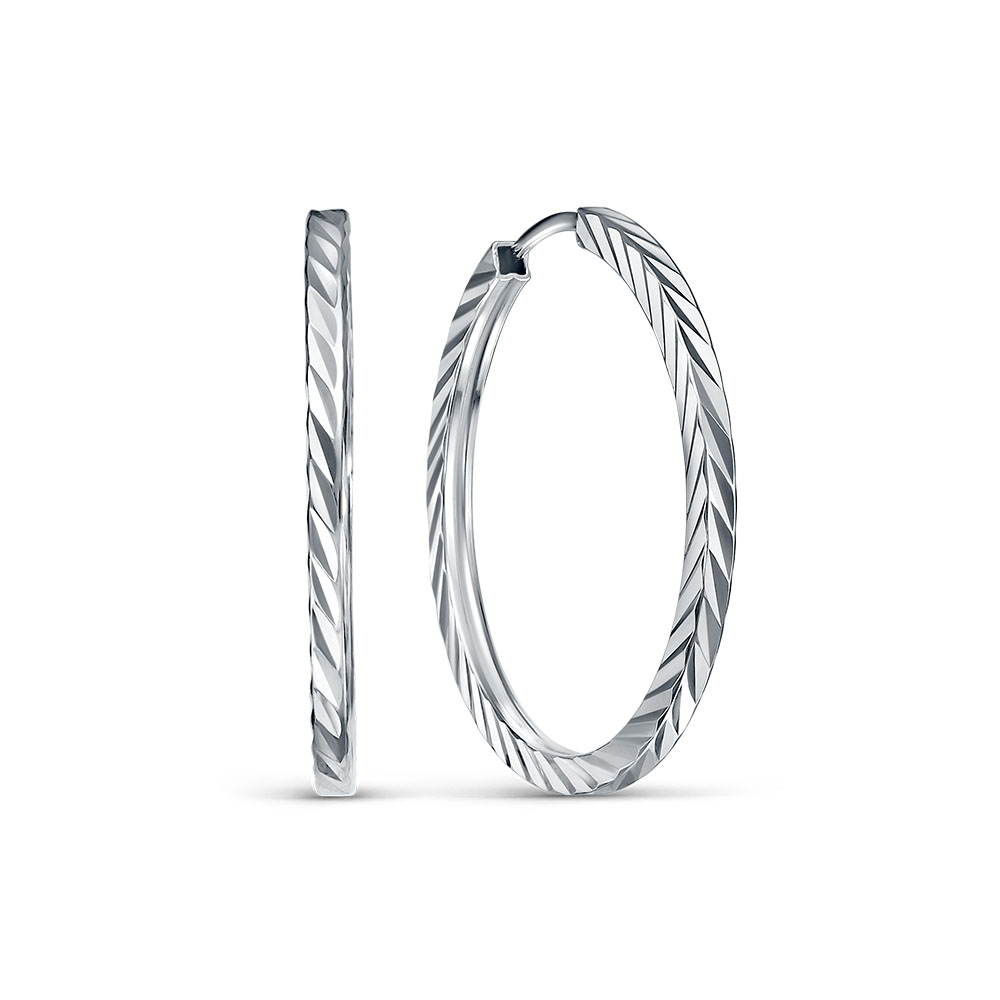 Серьги конго женские из родированого серебра 925 пробы с020030-4