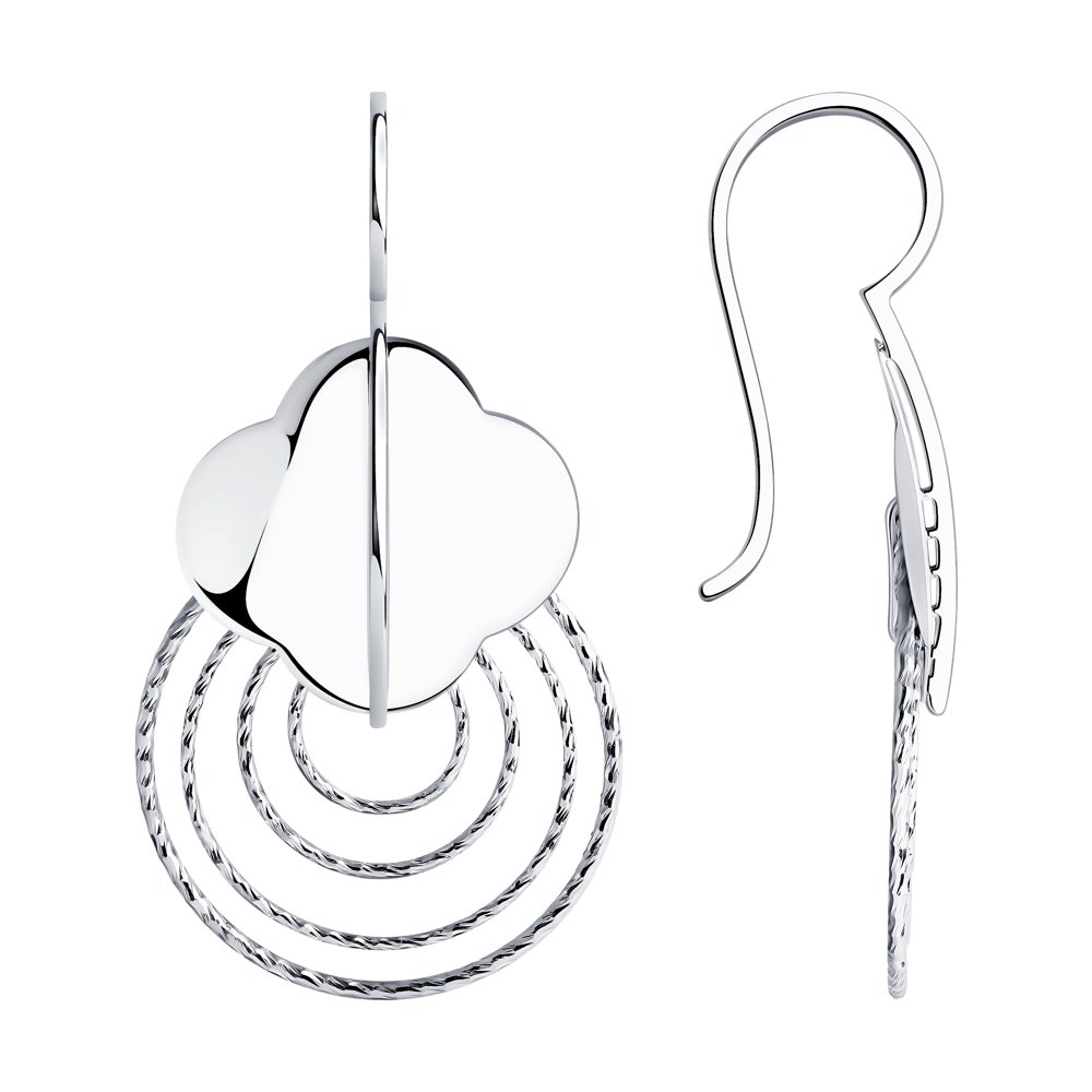 Серьги на петле из родированого серебра 925 пробы 94024300