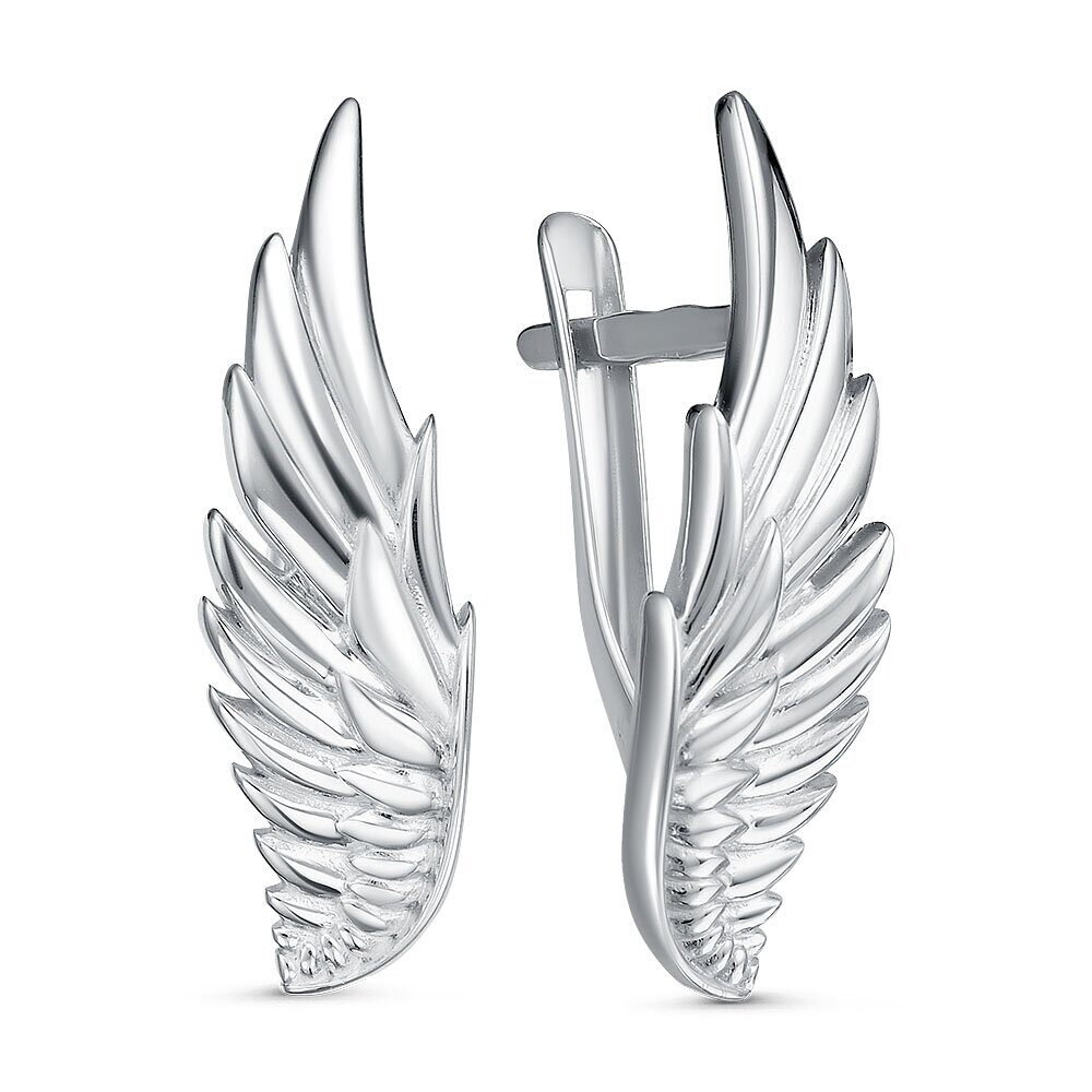 Серьги с английским замком женские из родированого серебра 925 пробы 3001029145