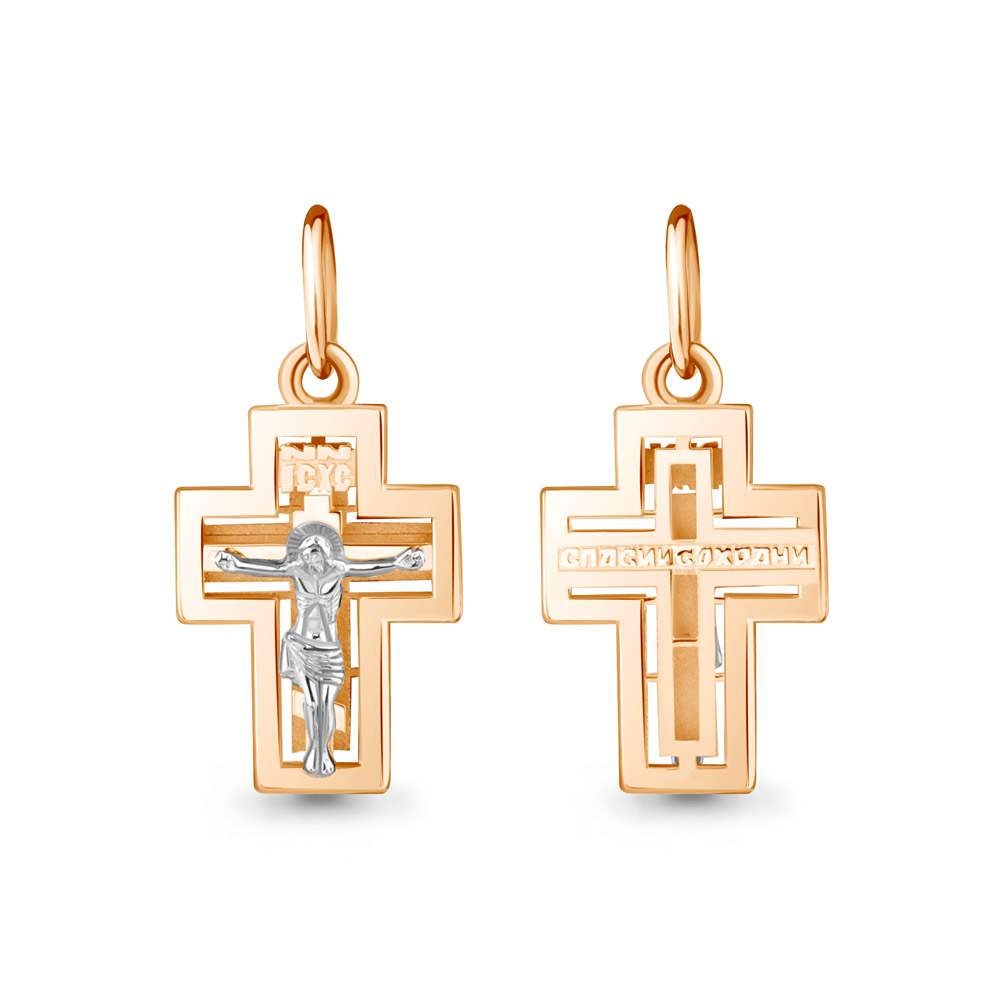 Крест из красного золота 585 пробы 14949