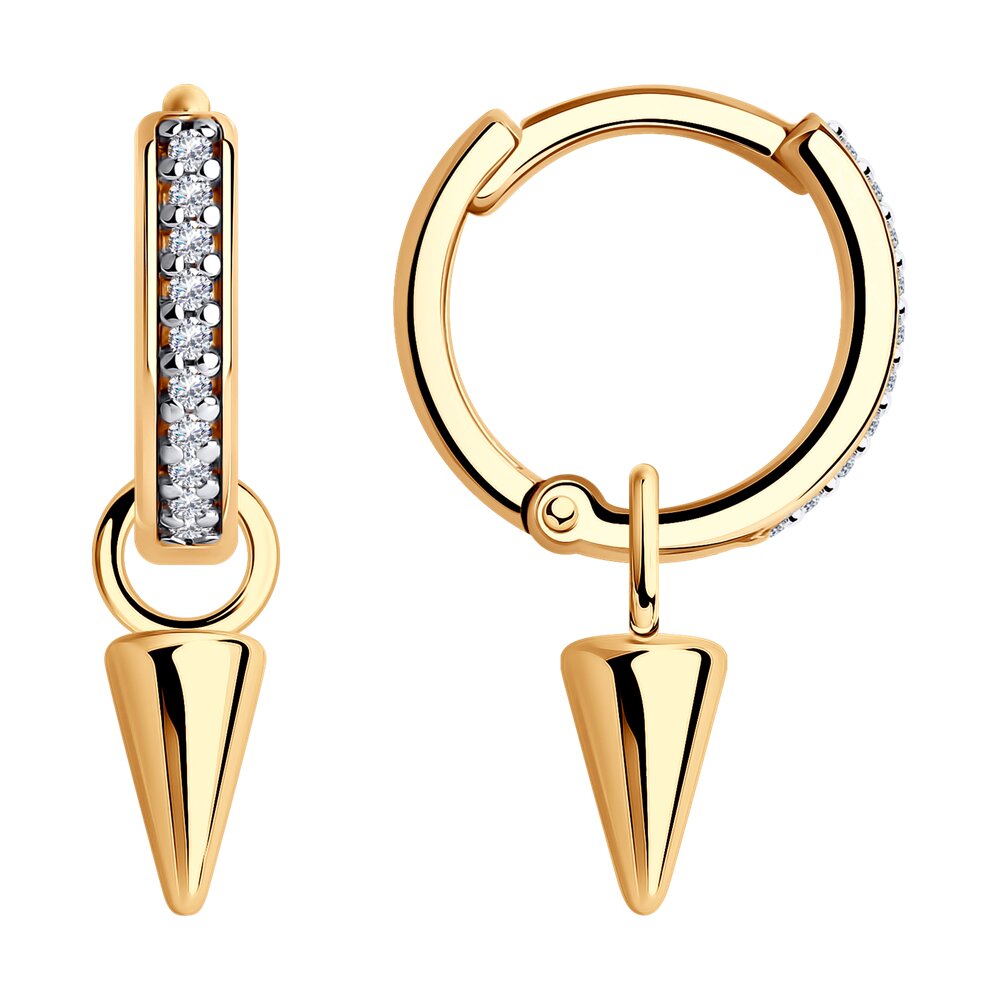 Серьги конго из позолоченого серебра 925 пробы 93022244