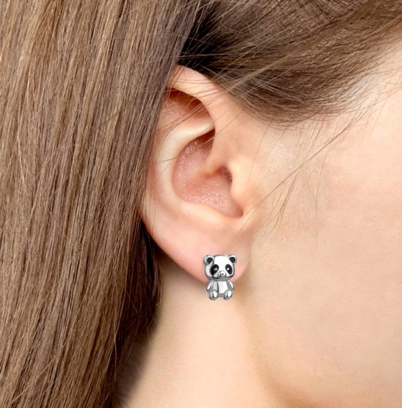 Серьги с английским замком детские из родированого серебра 925 пробы 34880