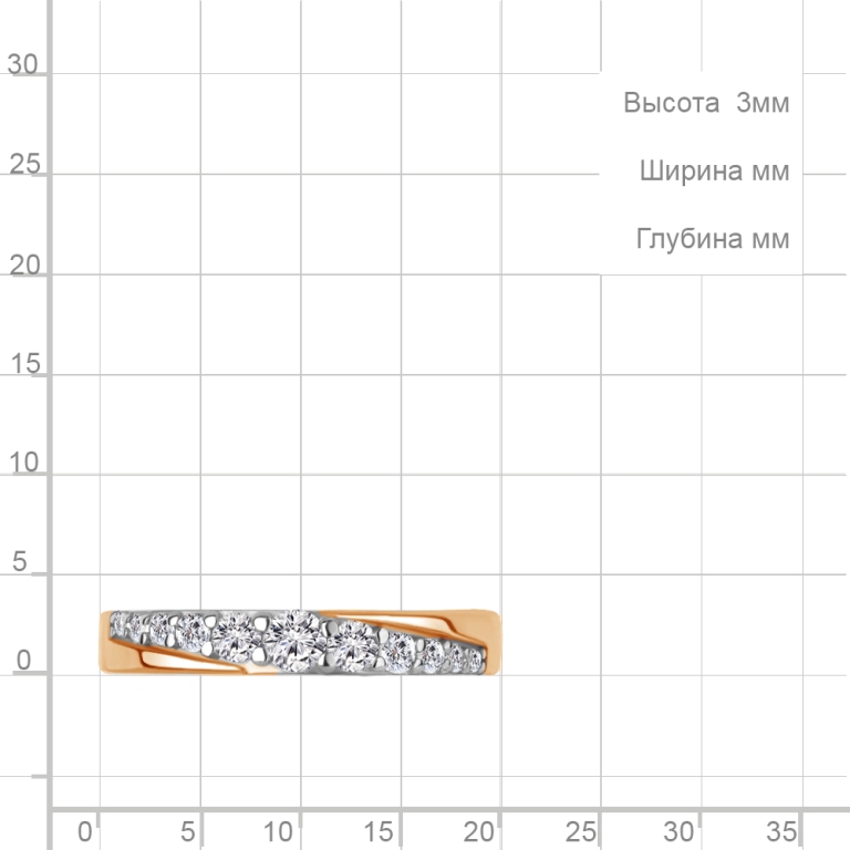Кольцо из красного золота 585 пробы 600479А с фианитом
