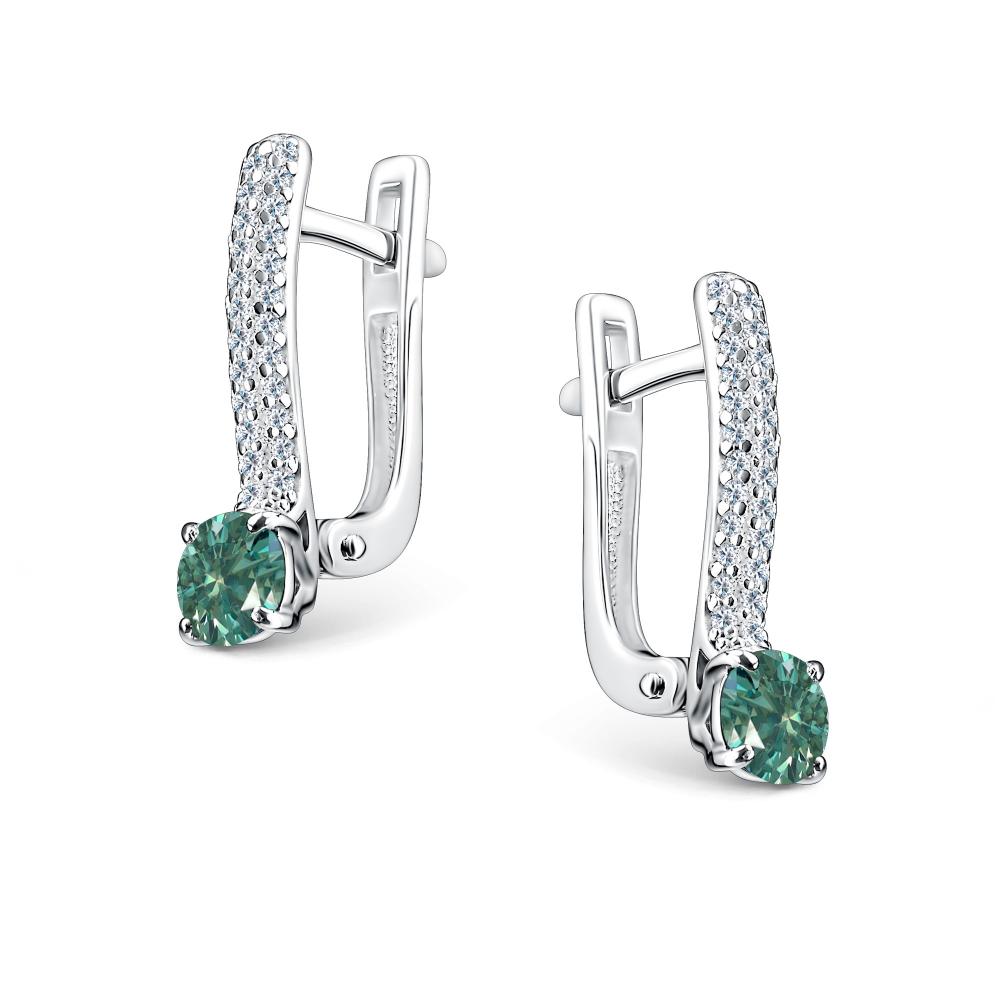 Серьги с английским замком женские из родированого серебра 925 пробы 02-5191/002М-00