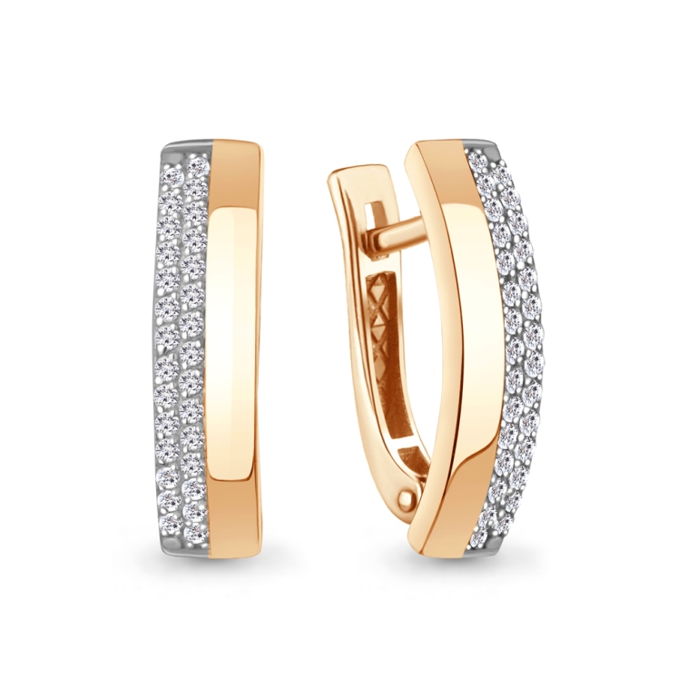 Серьги с английским замком женские из красного золота 585 пробы 400388