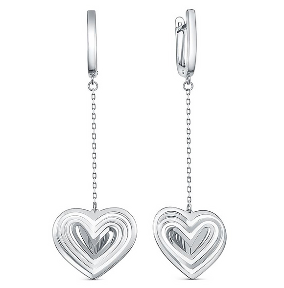 Серьги женские из родированого серебра 925 пробы с120864