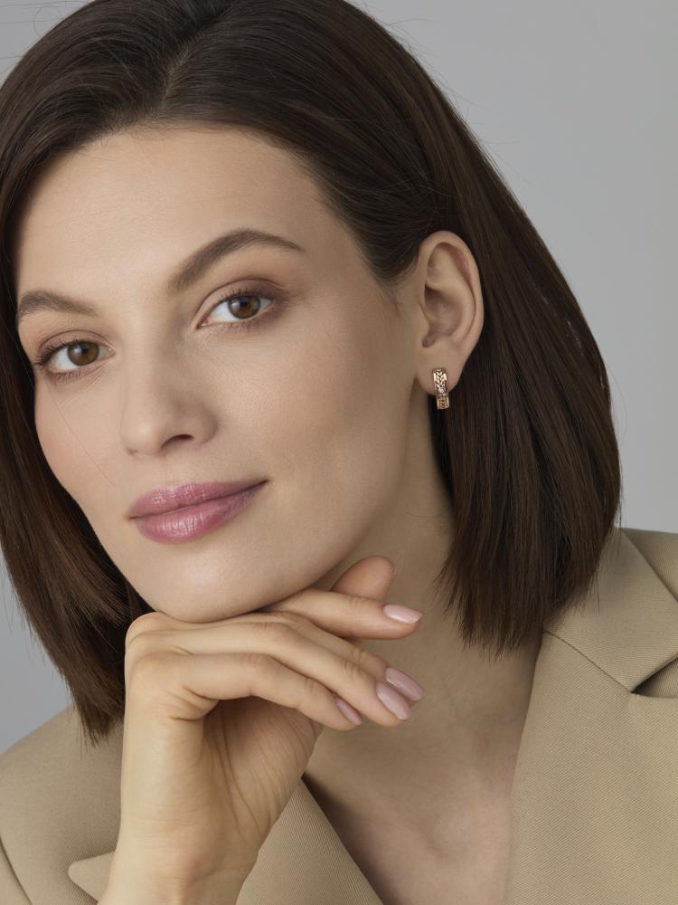 Серьги с английским замком женские из красного золота 585 пробы 24459-100 с бриллиантами