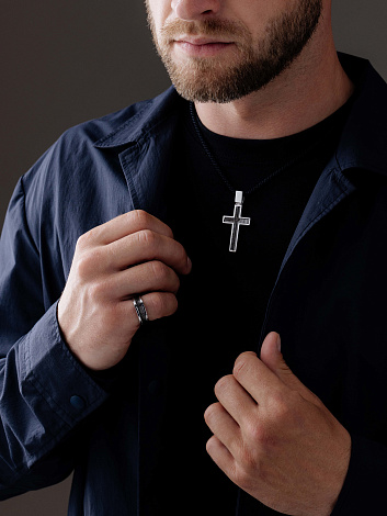 Крест из родированого серебра 925 пробы 03-3838/0КЦ1-17