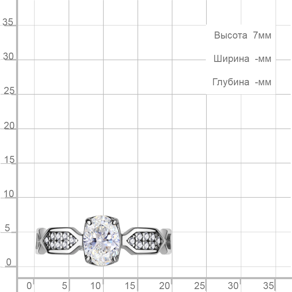 Кольцо из родированого серебра 925 пробы 600701А