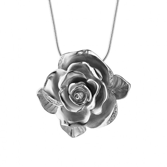 Подвеска из родированного серебра 925 пробы П-15011 с фианитами swarovski