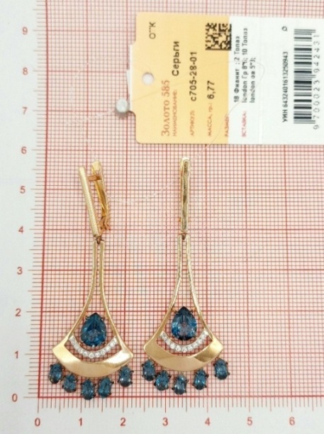 Серьги с английским замком женские из красного золота 585 пробы с705-28-01