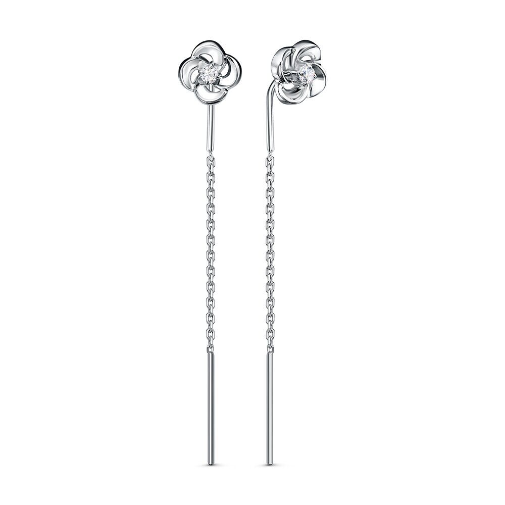 Серьги протяжки женские из родированого серебра 925 пробы 3101028650