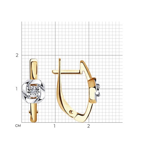 Серьги с английским замком женские из золота 585 пробы 1021371 с бриллиантами
