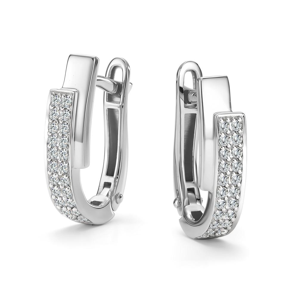 Серьги с английским замком женские из белого золота 585 пробы 27175-200