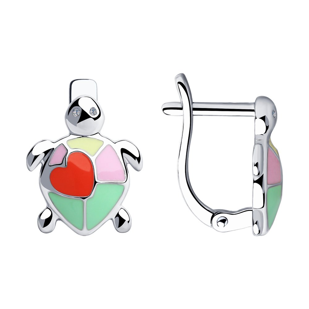 Серьги с английским замком детские из родированого серебра 925 пробы 94023539