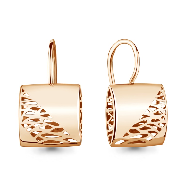 Серьги на петле женские из красного золота 585 пробы 34813