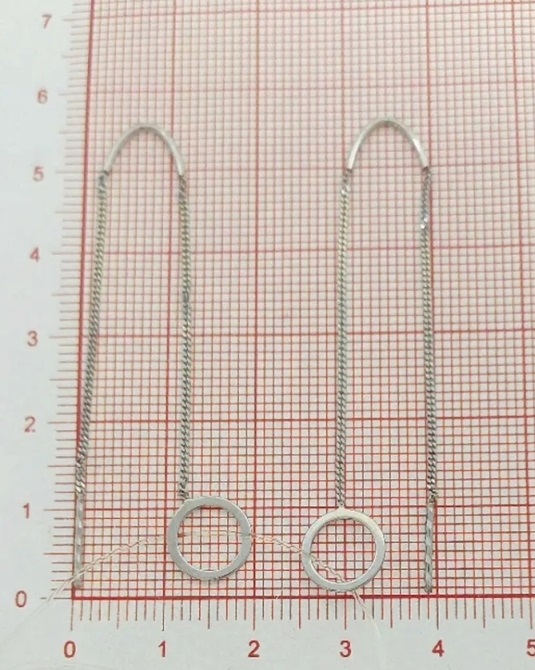 Серьги с английским замком женские из родированого серебра 925 пробы 36084