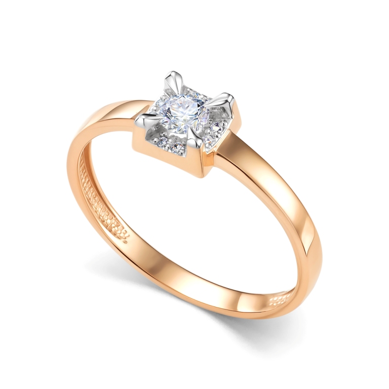 Кольцо из красного золота 585 пробы 16808-100 с бриллиантом