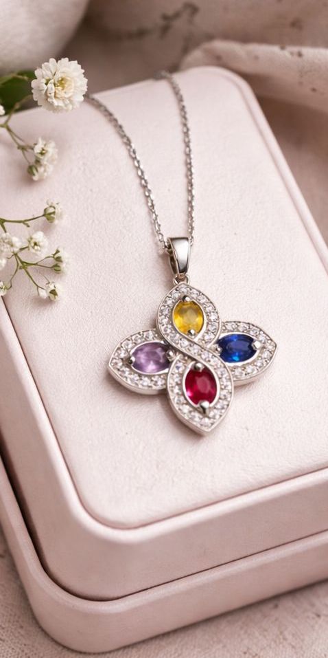 Колье из родированого серебра 925 пробы 06-1549/0М16-00