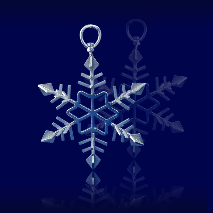 Сувенир из родированого серебра 925 пробы 8874 Снежинка малая