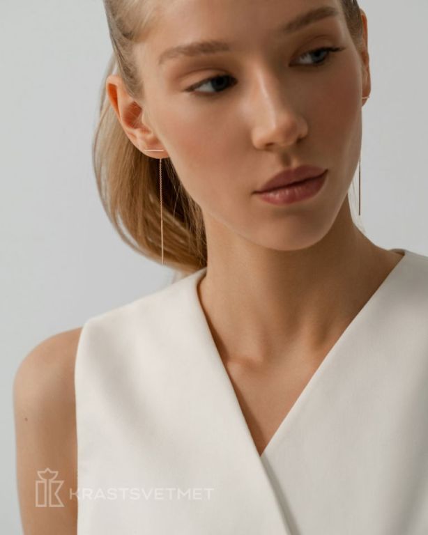 Серьги протяжки женские из красного золота 585 пробы НС12-403