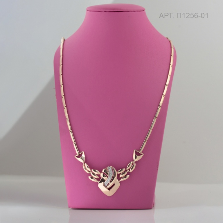 Колье из красного золота 585 пробы п1256-01 с фианитами