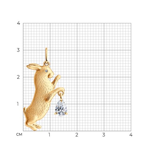Подвеска из позолоченого серебра 925 пробы 93030428 с фианит swarovskiом и фианитом