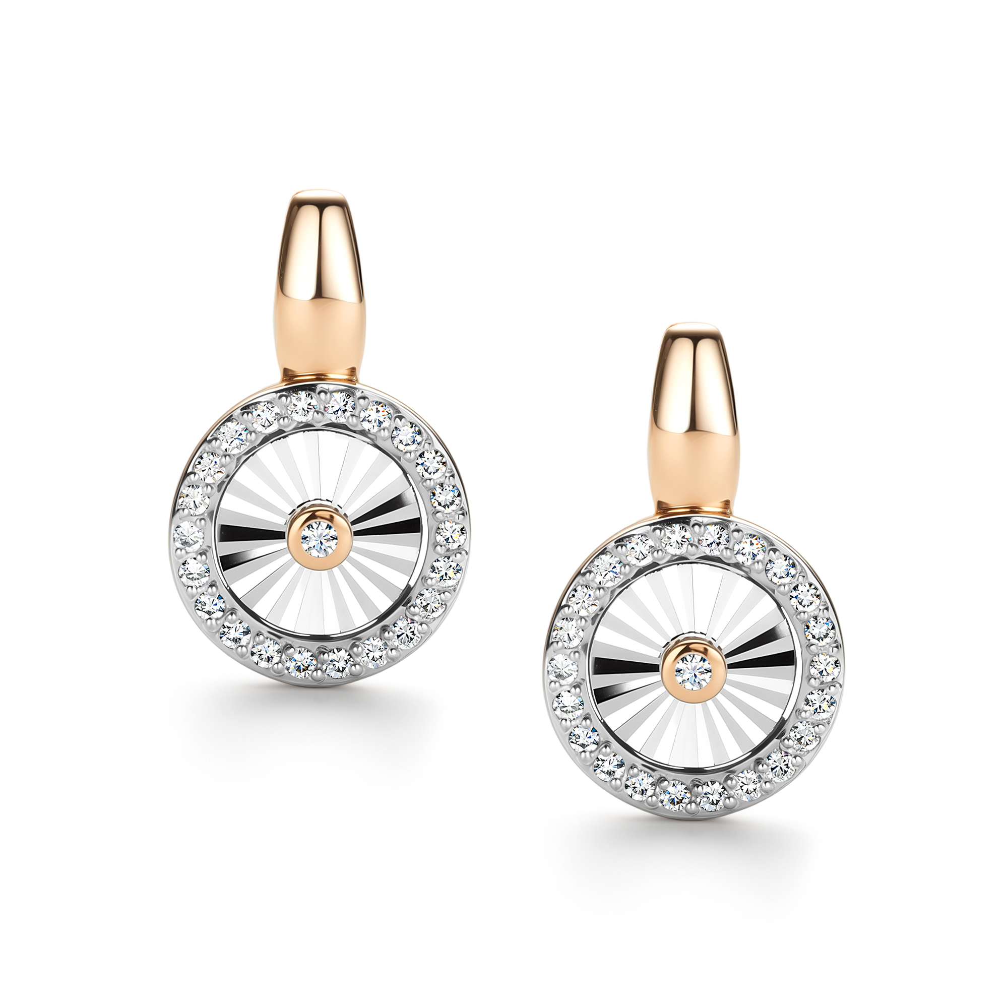 Серьги с английским замком женские из красного золота 585 пробы 26528-100 с бриллиантами