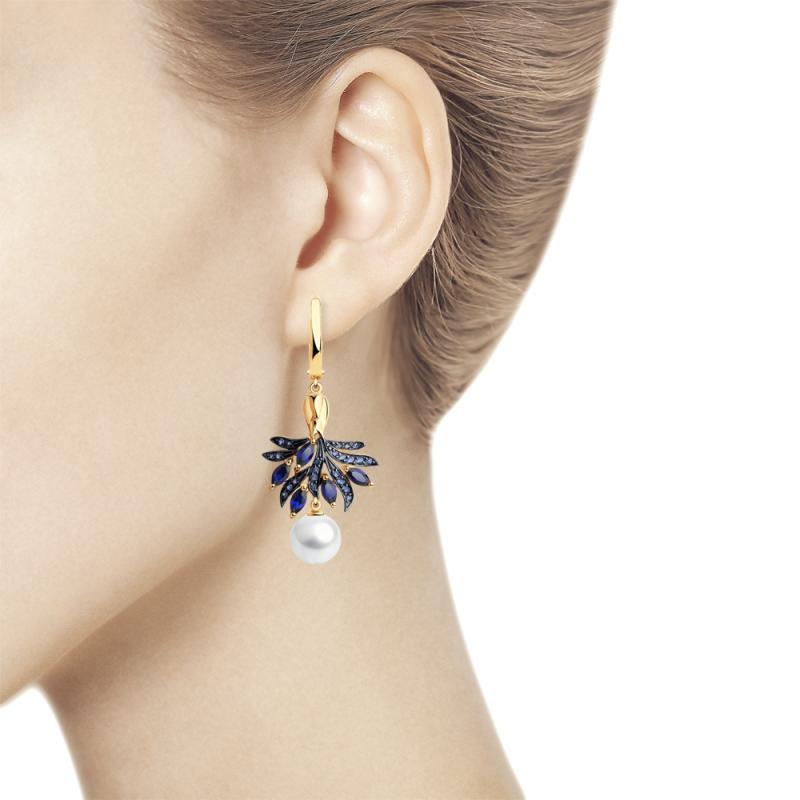 Серьги с английским замком женские из красного золота 585 пробы 792198