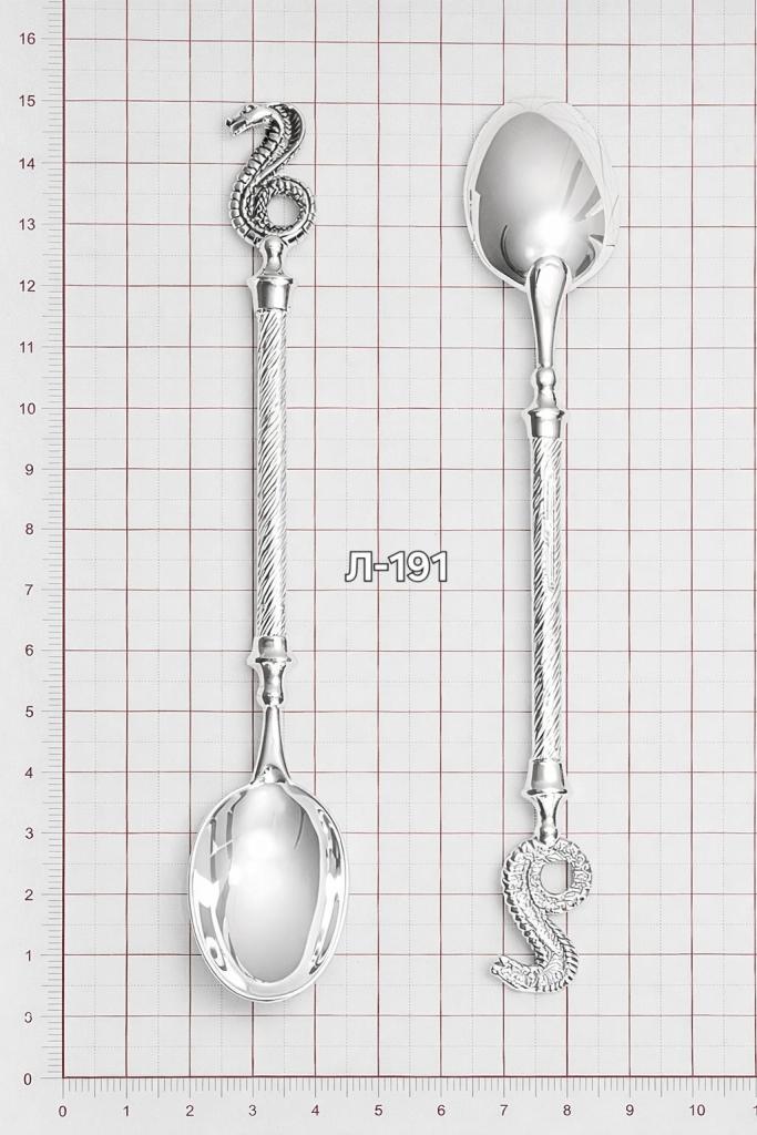Ложка из родированого серебра 925 пробы Л-191 Змея