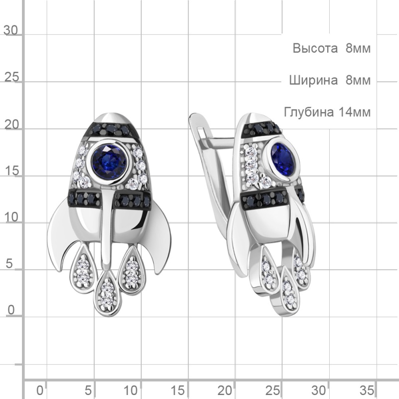 Серьги из серебра 49426АБЧ